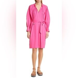 BOSS Dapera Long Sleeve Cotton Blend Dress in Flamingo
